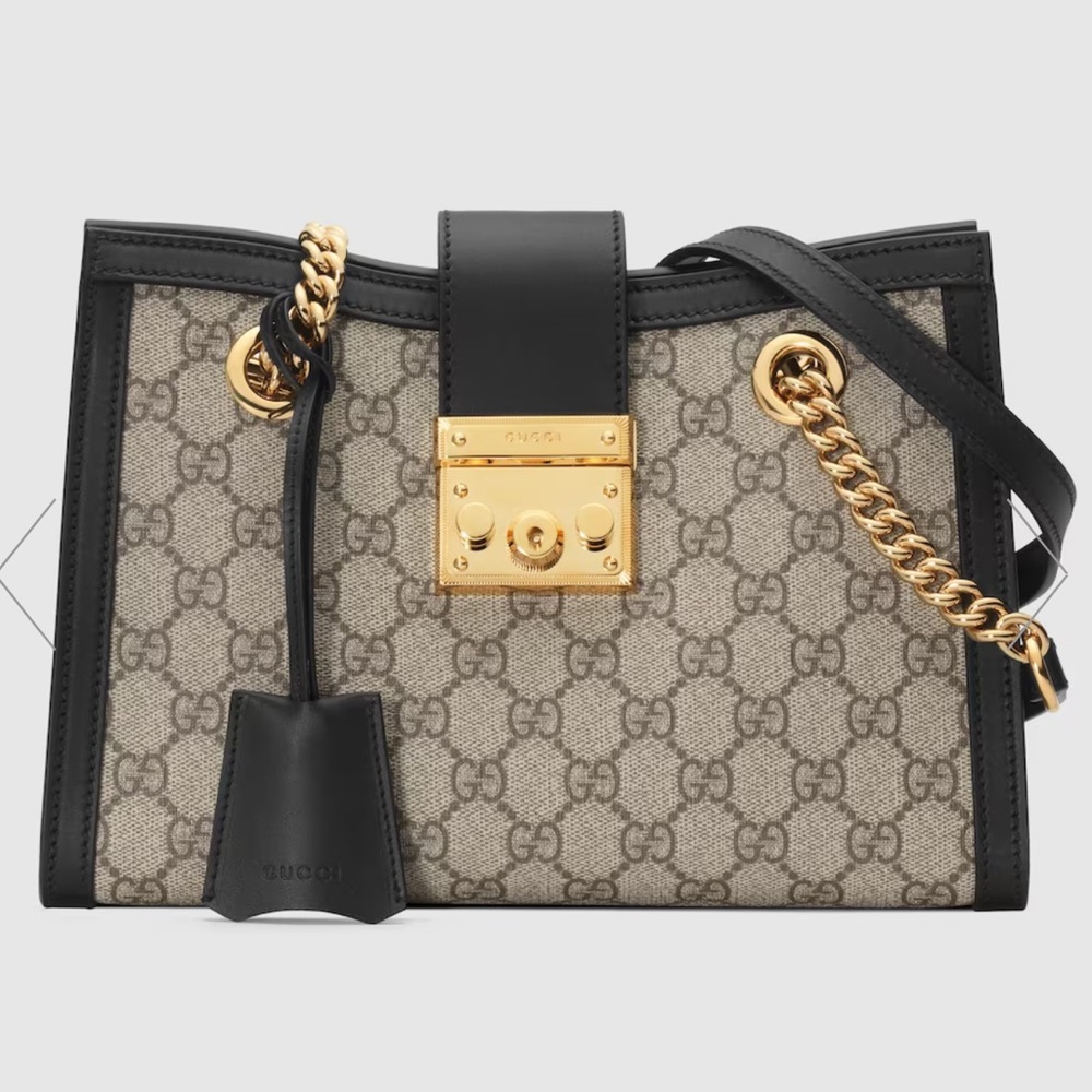 Gucci Small Padlock GG Shoulder Bag - Black and Gold